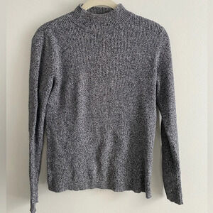 100% Cotton Karen Scott Salt  & Pepper Mockneck Sweater Size XS Petite